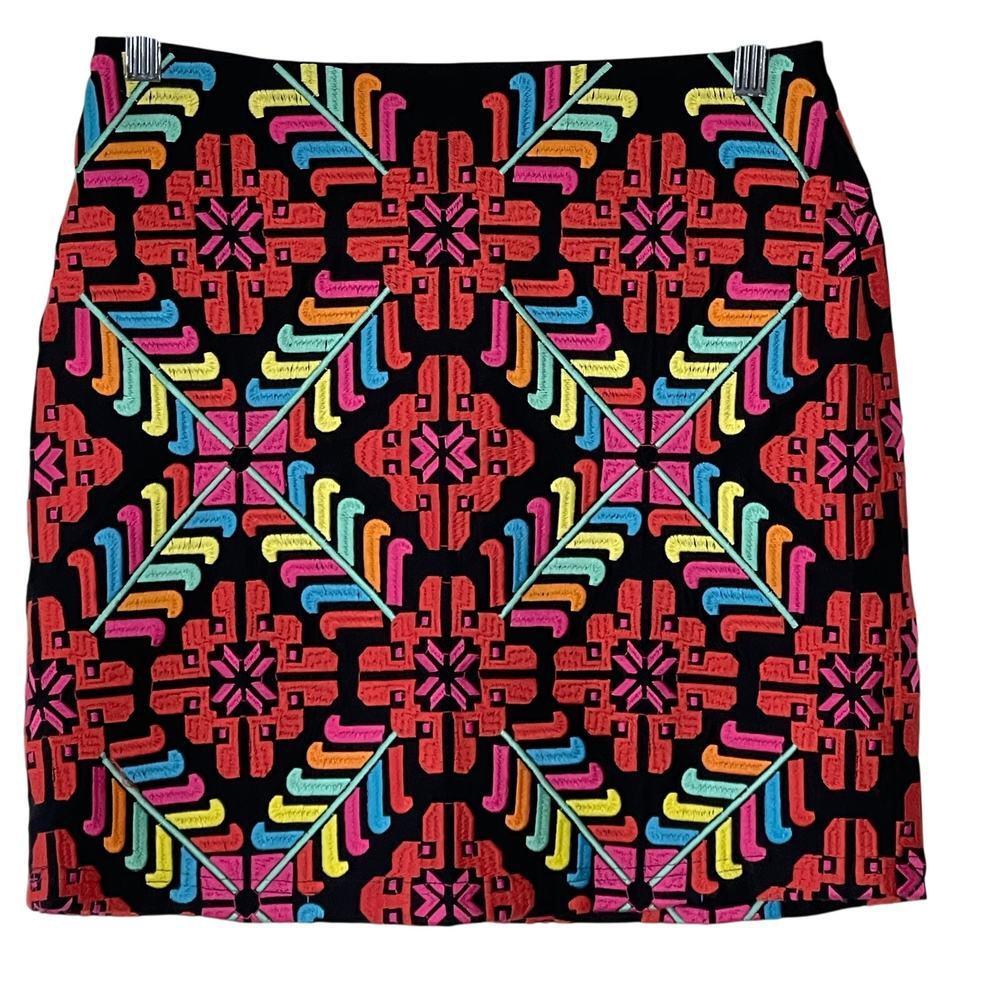 J. MARIE EMBROIDERED ABSTRACT MINI SKIRT SIZE XS FESTIVAL BOHO